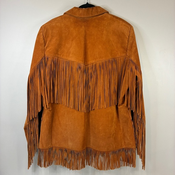 VINTAGE Lariat Leather XL‎ Cognac Relaxed Fit Modern Boho Brushed SuedeJacket - Picture 7 of 12